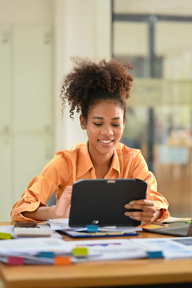 Student working on tablet