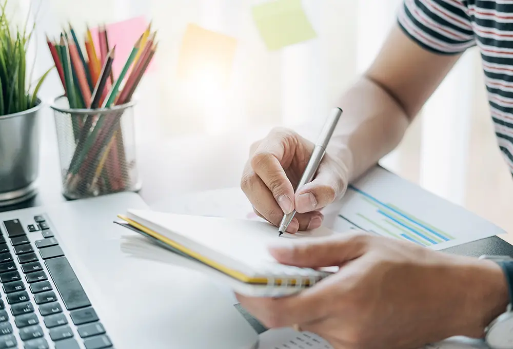 Accountant going through checklist